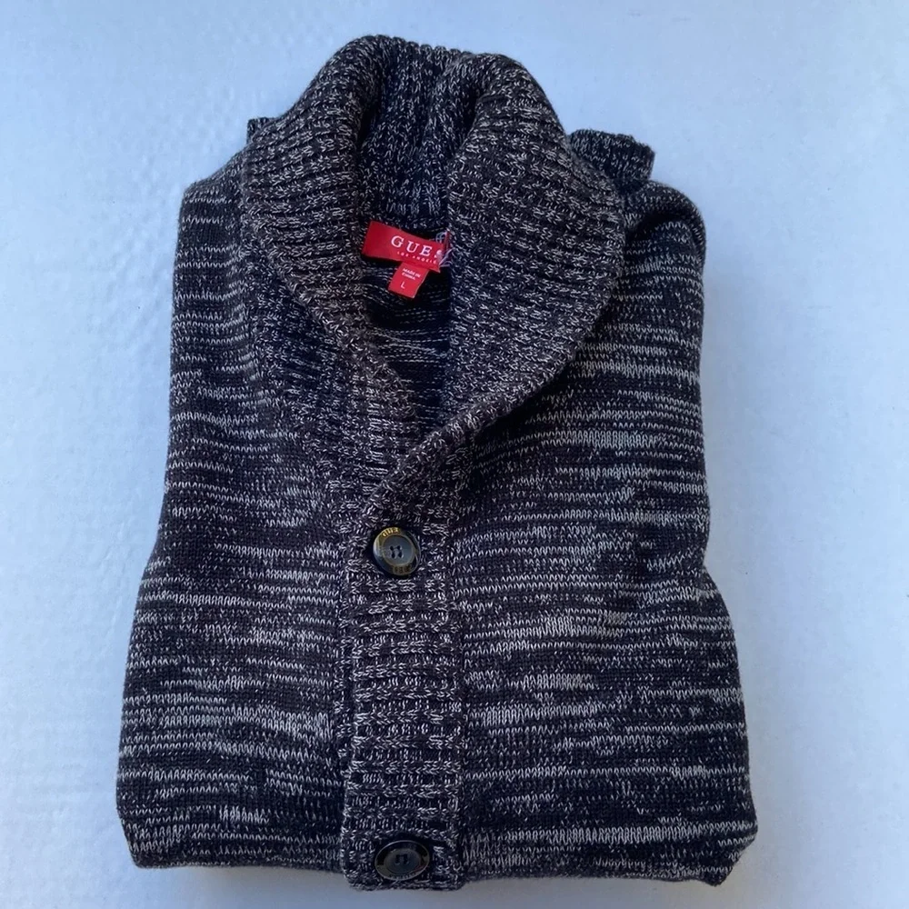 New GUESS Troy Marled Shawl Cardigan SZ L